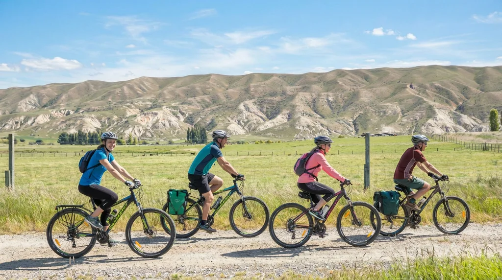 Bikers riding the Central Otago Rail Trail