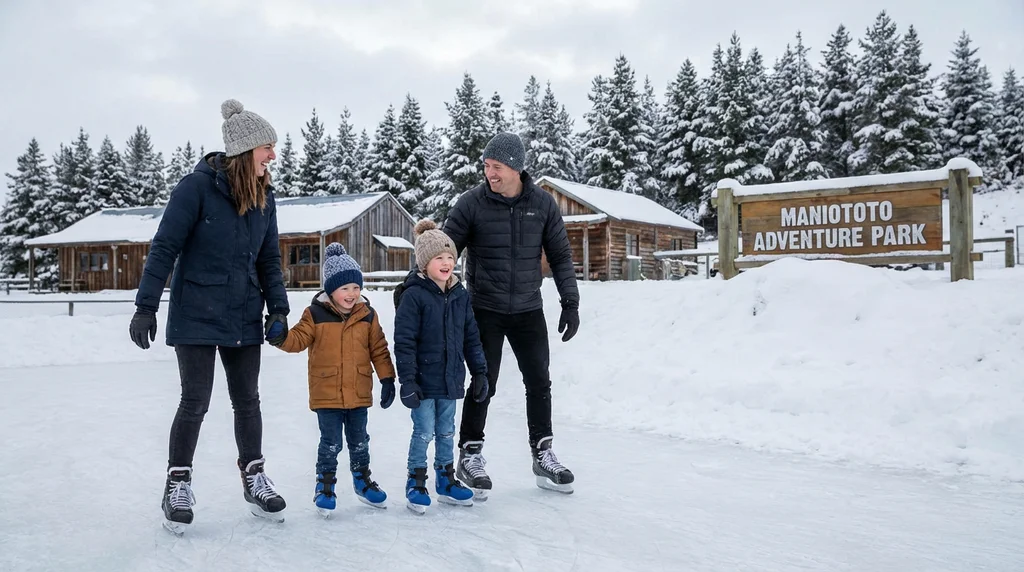 Family ice skating at Maniototo Adventure Park