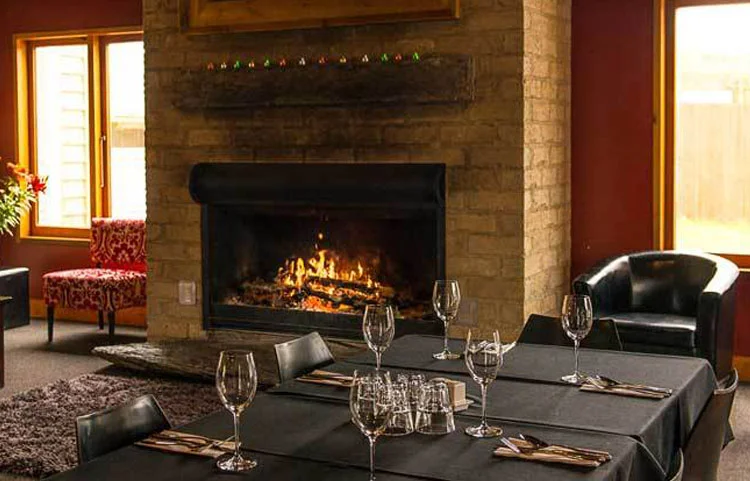 Fireplace at the 2000ft restaurant at Naseby Apartments